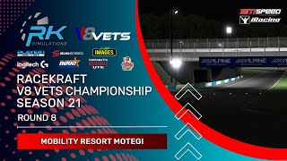 iRacing  RaceKraft V8 Vets Championship  Season 21  Round 8 at Mobility Resort Motegi [upl. by Yankee]