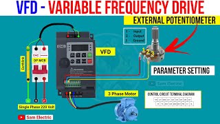 External Potentiometer Wiring In VFD amp Parameters Setting l VFD Control Wiring [upl. by Carce512]