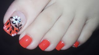 Fall PedicureToe Nail Art Tutorial  Rose Pearl [upl. by Kirre640]