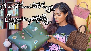 How I organise my everyday tote bag 5 Must have tote bags from Amazon Asvi Malayalam [upl. by Eseekram]