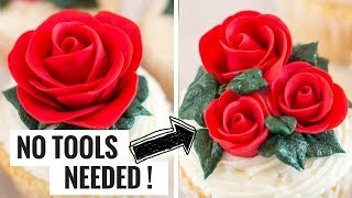 Easy Fondant Rose  No Tools Needed [upl. by Nuoras]