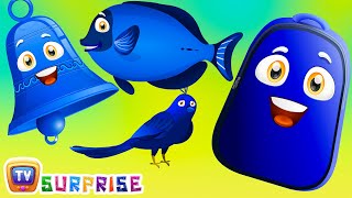 Learn Blue Colour with Funny Egg Surprise amp Blue Color Song  ChuChuTV Surprise Eggs Colors for Kids [upl. by Allemat]