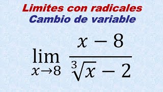 Límites Racionales con Radicales por Sustitución y Factorización Indeterminación cero entre 00 8 [upl. by Eihcir]