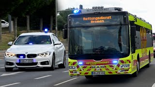 Verletzten durch Fettexplosion in Eisarena  Einsatzfahrten Feuerwehr Rettungsdienst und THW [upl. by Kilian]