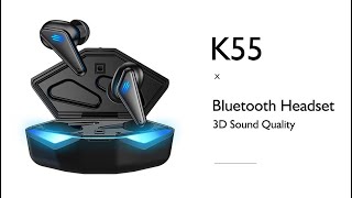 BlueWow K55 Gaming Wireless Earbuds PixArt Low Latency Chipset Superb Deep BassGameMusic Mode [upl. by Eras]