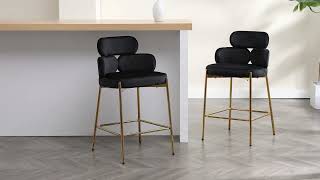 Wahson Modern Velvet Bar Stools Upholstered Counter Stools with Metal Legs for Home Pub Kitchen [upl. by Jacobo]