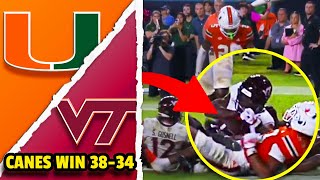 Miami Hurricanes WILD FINISH vs Virginia Tech as Hail Mary is OVERTURNED CONTROVERSIAL  CAM WARD [upl. by Vorfeld915]