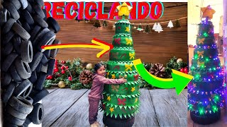 COMO hacer árbol de navidad 🎄 reciclado LLANTAS USADAS como RECICLAR llantas usadas  IDEAS DIY [upl. by Erie]