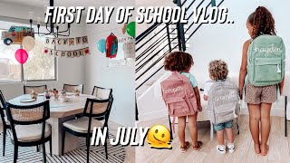 First day of school 🚌✏️📓 momof3 mom momlife backtoschool backtoschoolvlog school family [upl. by Noraf]