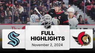 NHL Highlights  Kraken vs Senators  November 2 2024 [upl. by Beck745]