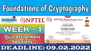 Foundations of Cryptography  NPTEL Assignment 1  Week 1  SWAYAM  Jan 2022 [upl. by Nierman]