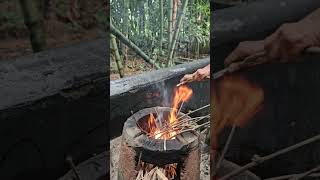 Our cooks in the house are preparing the wood fire stove for me to cook bangladesh cooking [upl. by Ginnie]