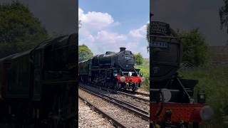 Steam train 44871 BLASTS through crossing train steamtrain mainlinesteam railway britishrail [upl. by Jareen]