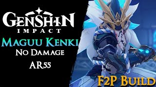 Maguu Kenki AR55  F2P Geo Traveler【No Damage Buffs Solo】 Genshin Impact [upl. by Ednyl]