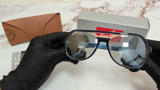 Ray Ban Sunglasses Model Powderhorn  RB4357 Color6546W3 Creamy BlueGrey Photochromic Mirror [upl. by Adirahs]