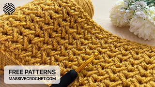 SUPER EASY Crochet Pattern for Beginners ONE ROW REPEAT ⚡️Crochet Stitch for Baby Blanket amp Bag [upl. by Acirdna]