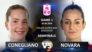 Semifinals of Italian Volleyball LVF SerieA1 20232024  Conegliano vs Novara [upl. by Nylsor]