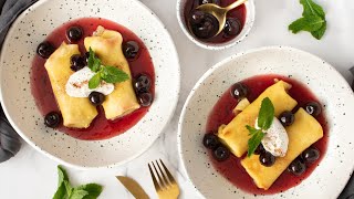 Classic Cheese Blintz With Cherries Recipe [upl. by Enilamme384]