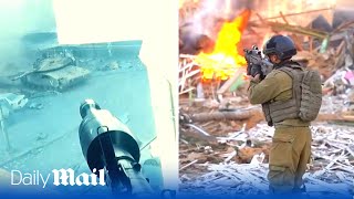 Israeli soldiers battle with Hamas RPG ambush squads in Gaza City [upl. by Esorylime]