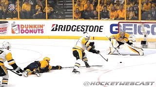 Pekka Rinne Fantastic Save vs Penguins  Finnish Commentary  SCF Game 4 2017 HD [upl. by Ynatirb]