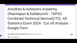 TNPSC  Combined Technical Service CTS Exam 2024  AD Statistics Exam Cut off Google Form Survey [upl. by Shanney]