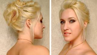 Easy party updo for medium long layered hair tutorial Cute everyday hairstyle for a night out [upl. by Eedebez]