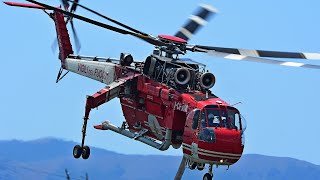 Sikorsky S64F Sky Crane Helicopter Firefighting in lAquila  Vigili del Fuoco ITALY [upl. by Barnie809]