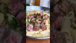 GARLIC PARMESAN STEAK PASTA Full recipe in comment section [upl. by Ralyt888]