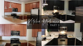 DIY Black Kitchen Cabinets NO PAINT  Rental friendly kitchen makeover Pt 3 [upl. by Dlanar]