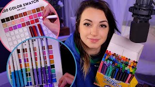 ASMR  Swatching and Sorting 100 Markers by Color [upl. by Emlin]