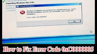 how to fix 781011 Windows Error Code 0xC0000005 II Windows installation Encountered an Unexpected [upl. by Enomyar]