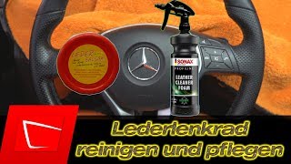 Mercedes Lederlenkrad reinigen und pflegen  Sonax Leather Cleaner Foam und Leder Balsam im Test [upl. by Mcquade]