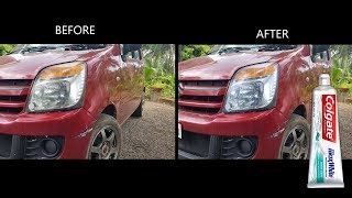 Headlight Restoration using Toothpaste [upl. by Miuqaoj]