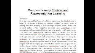 Compositionally Equivariant Representation Learning [upl. by Lekcar685]