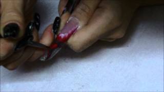 Ongle en gel pose st valentin incrustation de tulle partie 2 [upl. by Ivanna]