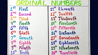 Ordinal Numbers 1 to 20 । 1 to 20 Ordinal numbers spelling । 120 Ordinal numbers [upl. by Yasnil715]