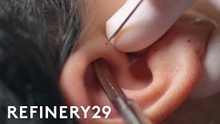 This Cartilage Piercing Has Almost Zero Aftercare  Macro Beauty  Refinery29 [upl. by Gebelein463]