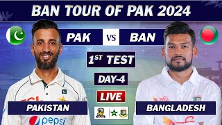 PAKISTAN vs BANGLADESH 1st TEST DAY 4 LIVE COMMENTARY  PAK vs BAN TEST MATCH LIVE 2024  SESSION 1 [upl. by Minna]