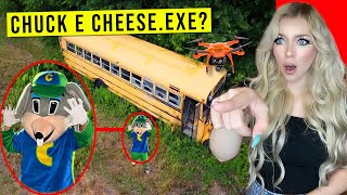 DRONE CATCHES CHUCK E CHEESEEXE AT HAUNTED SCHOOL RUNNING AROUND HE CAME AFTER US [upl. by Aneri]