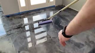 How to do the top coating for the epoxy metallic floor [upl. by Ylil]