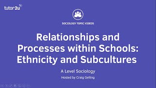 Relationships amp Processes within Schools  Ethnicity amp Subcultures  A Level Sociology [upl. by Hsu]