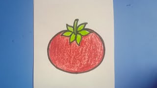 Easy to draw tomato 🍅How to draw tomato with plastic crayons [upl. by Leigh]