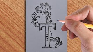 Making a beautiful and simple letter tattoo drawing with pencil  simple drawing video [upl. by Spratt367]