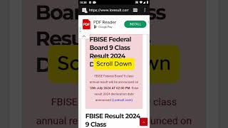 FBISE 9th Class Result 2024 Federal Board [upl. by Aneerhs]