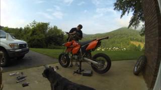 Supermoto conversion time lapse KTM 300 exc [upl. by Ekal]