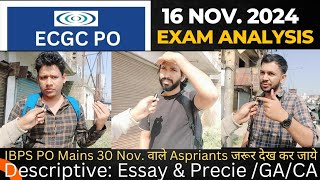 ECGC PO ANALYSIS 2024  ECGC PO 2024 Review  EXPECTED CUT OFF  Descriptive paper questions [upl. by Boykins807]