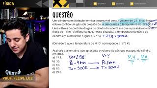 UFPR  Um cilindro com dilatação térmica desprezível possui volume [upl. by Akinar604]