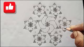 11×6 chukkala muggu simple rangoli design daily use muggulu trending videos [upl. by Esmeralda]