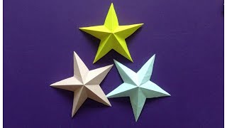 How to make a 3D paper star  Easy origami stars for beginners making  DIYPaper Crafts [upl. by Kathlin]