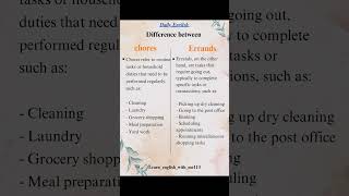 Difference bw Chores and Errands english spokenenglish englishgrammar shorts fyp trending fy [upl. by Suzi]